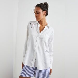 NWT Rails Charli Shirt White Palm Tree Eyelet Medium
